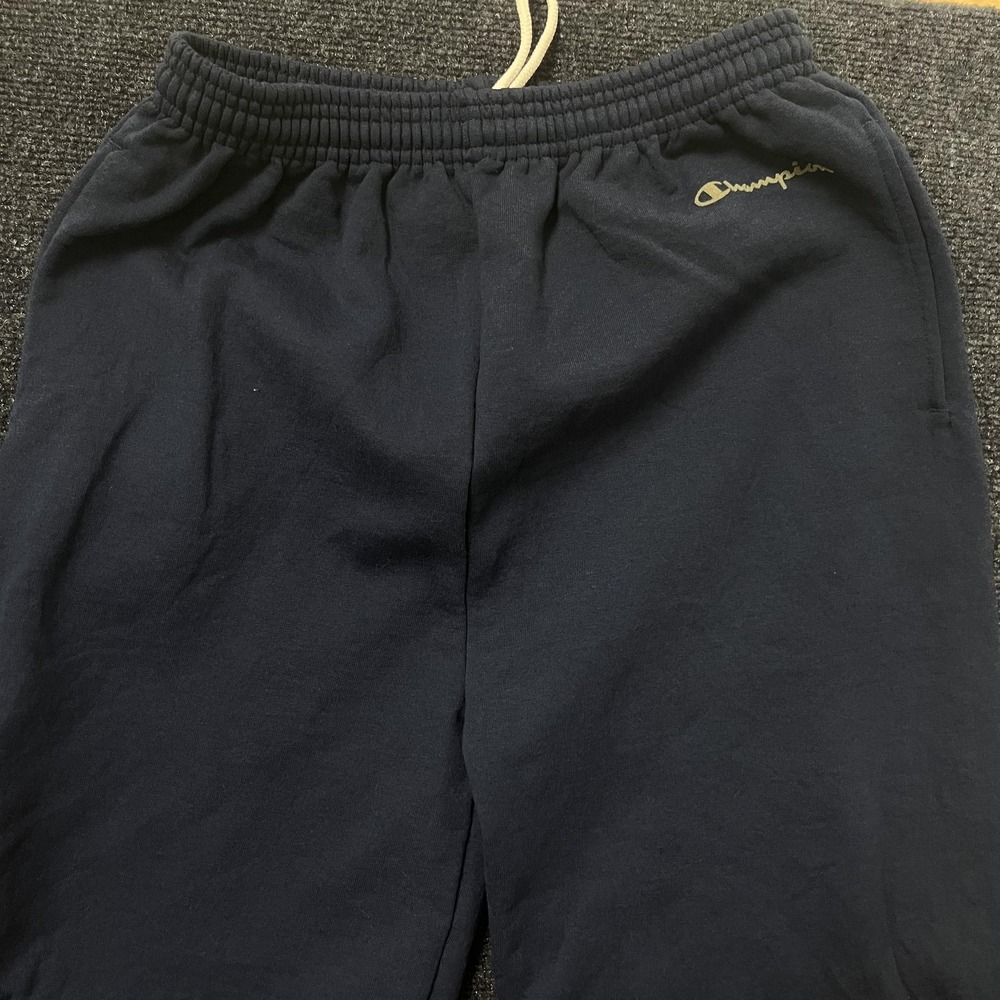 Champion Sweatpants Mens Medium Blue Fleece Joggers Elastic Waist Pockets Logo